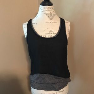 layered black and gray tank top